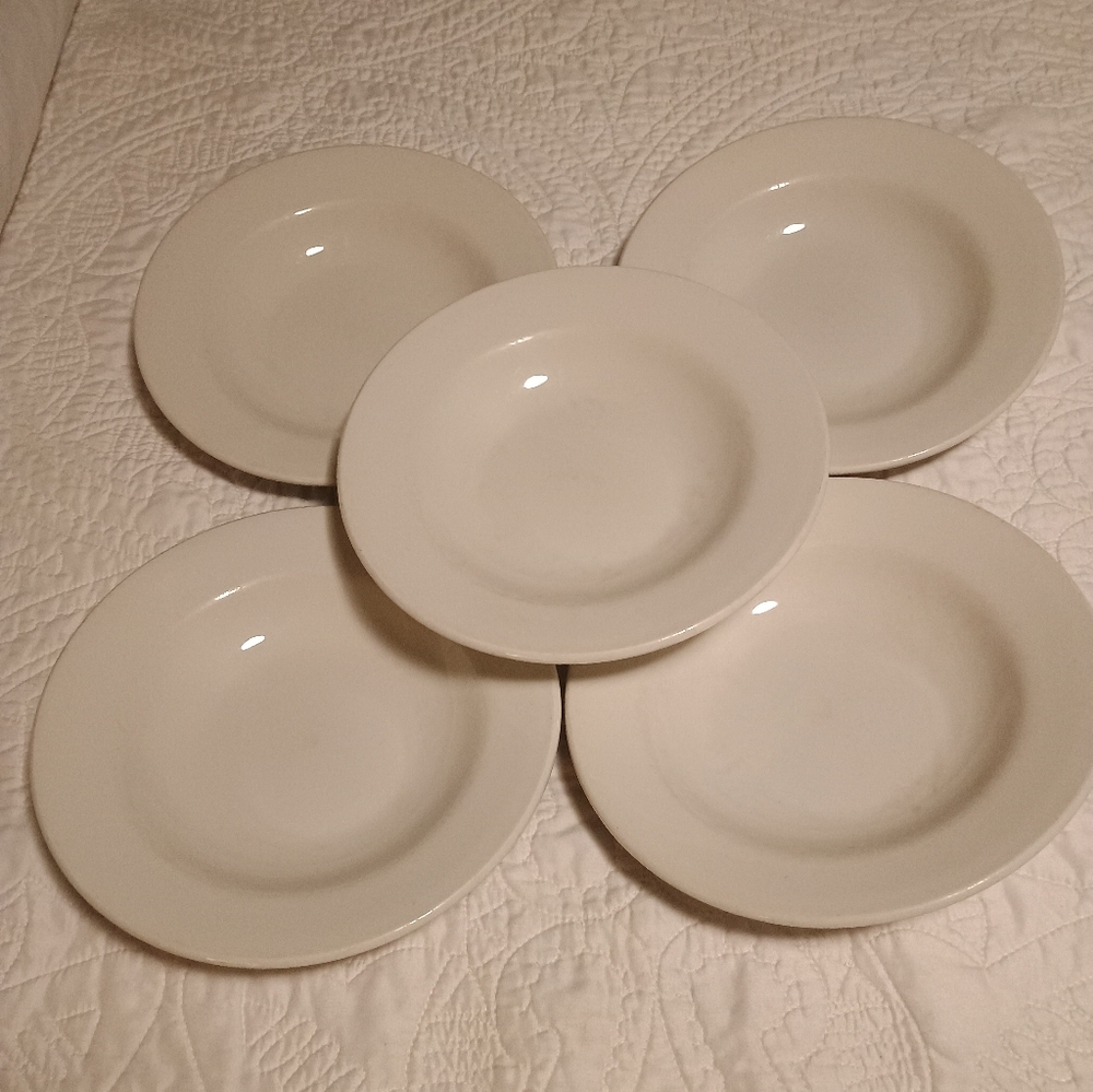 Vintage CAC White Pasta Bowls, Set Of Six (One Not Shown)
